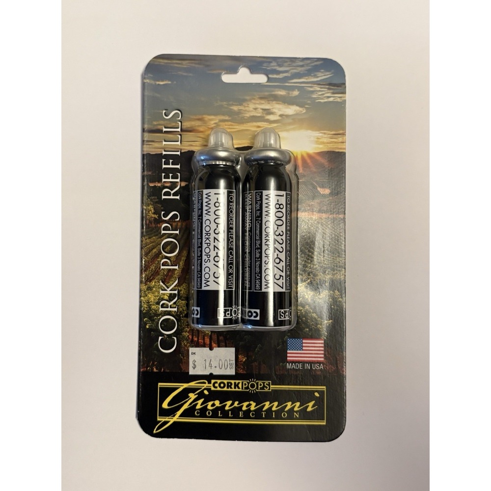 Cork Pops Wine Bottle Opener Refills Giovanni Collection OS Black Set of 2 10070